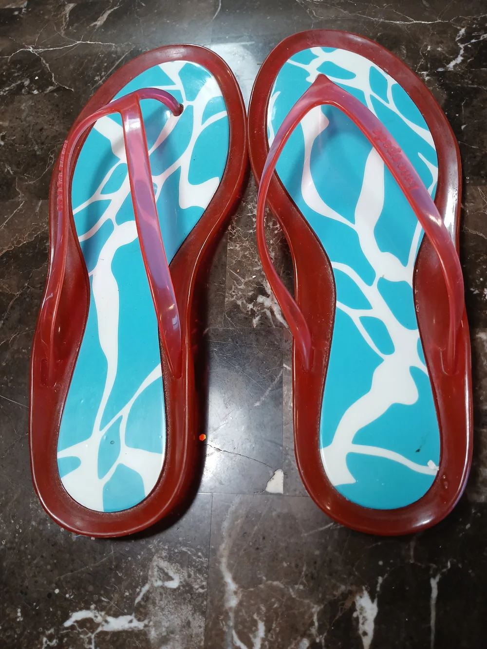 kate spade Pink Jelly Strap Sandals with Turquoise Patterned Footbed